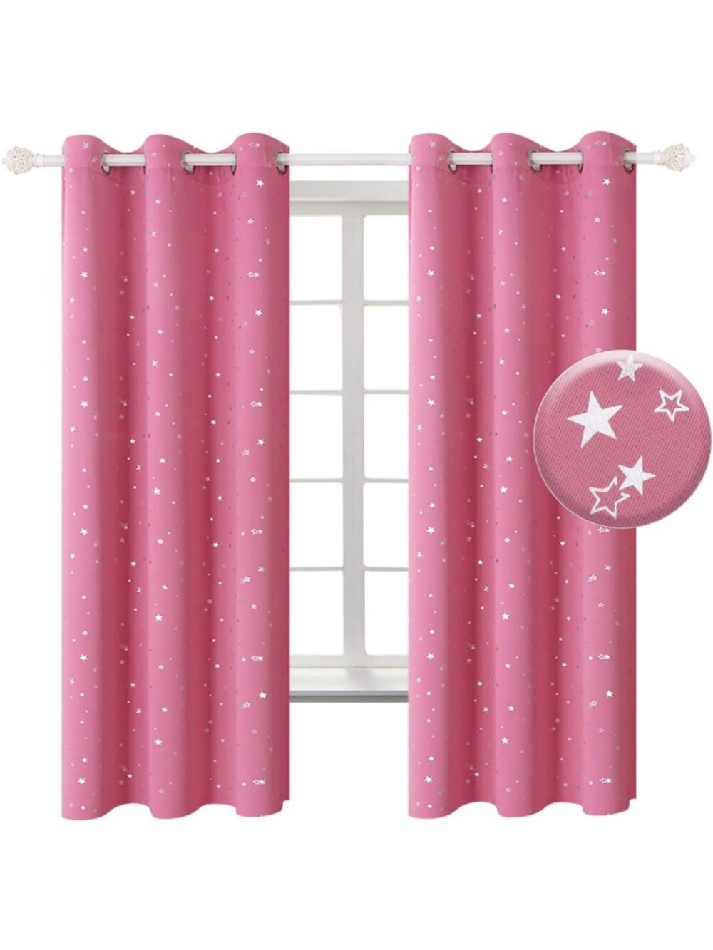 Pink Short Curtains for Small Windows, 45 Inch Bedroom Drapes - 2 Panels